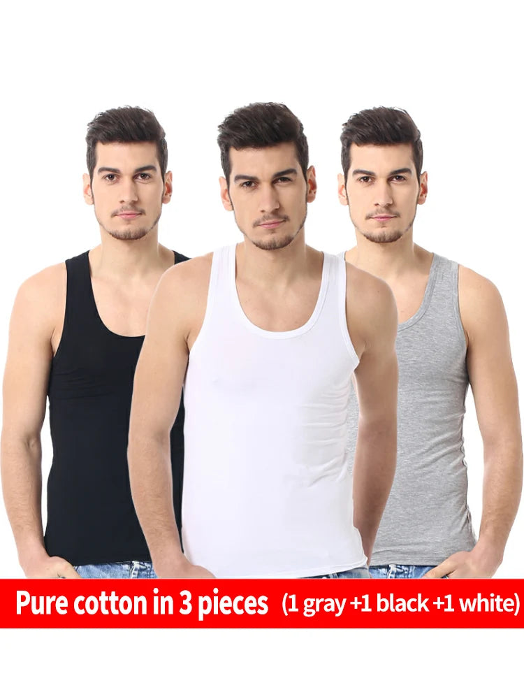 Men’s Solid Color Cotton Vest – Slim Fit Four Seasons Sports & Casual Tank