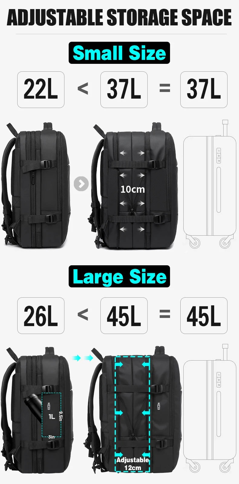 BANGE Expandable Men’s Laptop Backpack — Waterproof 17.3"