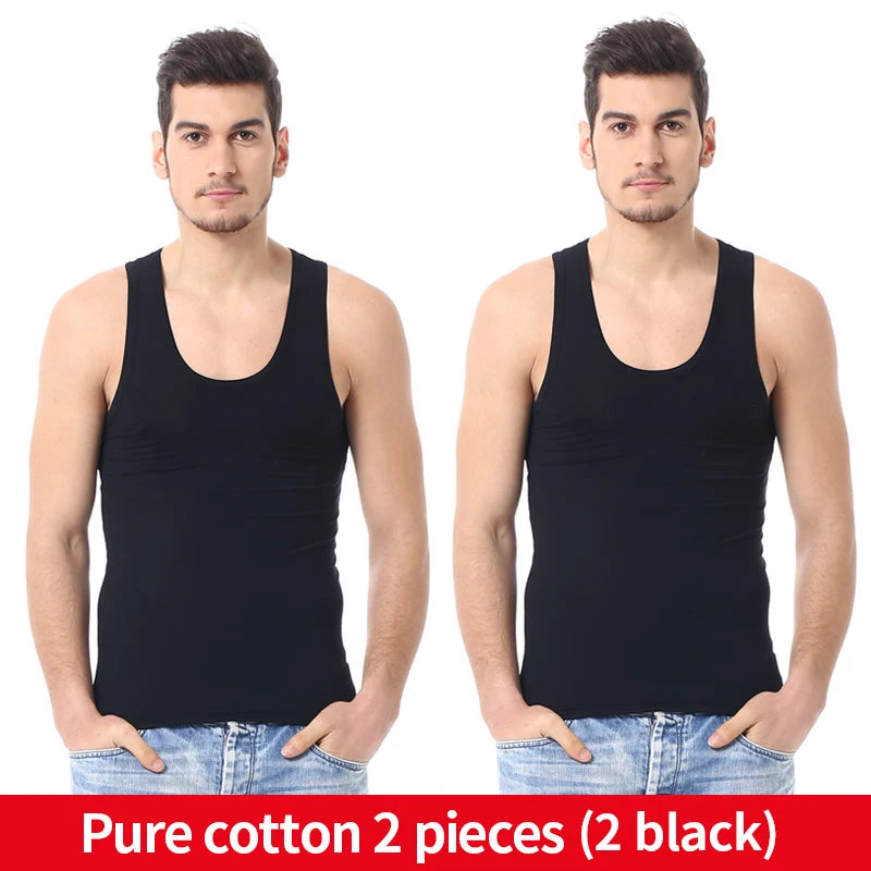 Men’s Solid Color Cotton Vest – Slim Fit Four Seasons Sports & Casual Tank