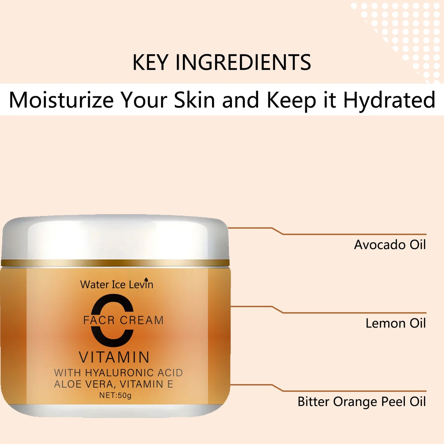Vitamin C Facial Cream – Hyaluronic Acid, Aloe Vera & Vitamin E