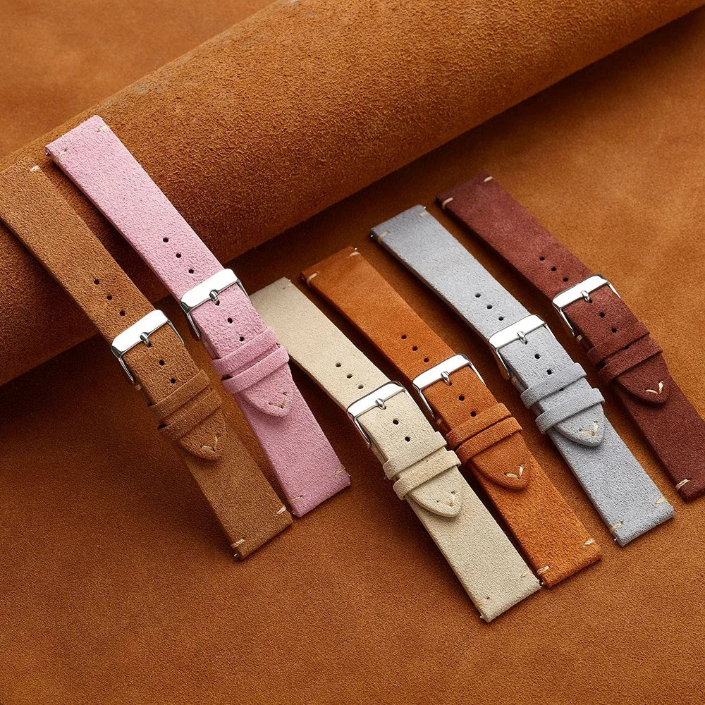 Unisex Quick-Release Suede Watch Strap – Brown Calfskin (14/16/18/20/22 mm)