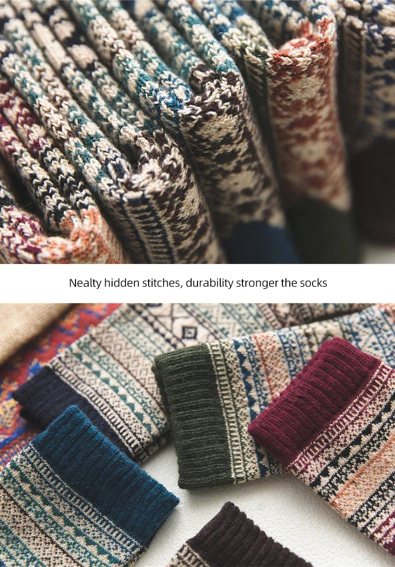 Men’s Thick Wool-Blend Winter Socks – Vintage Boot Socks (Double-Layer)