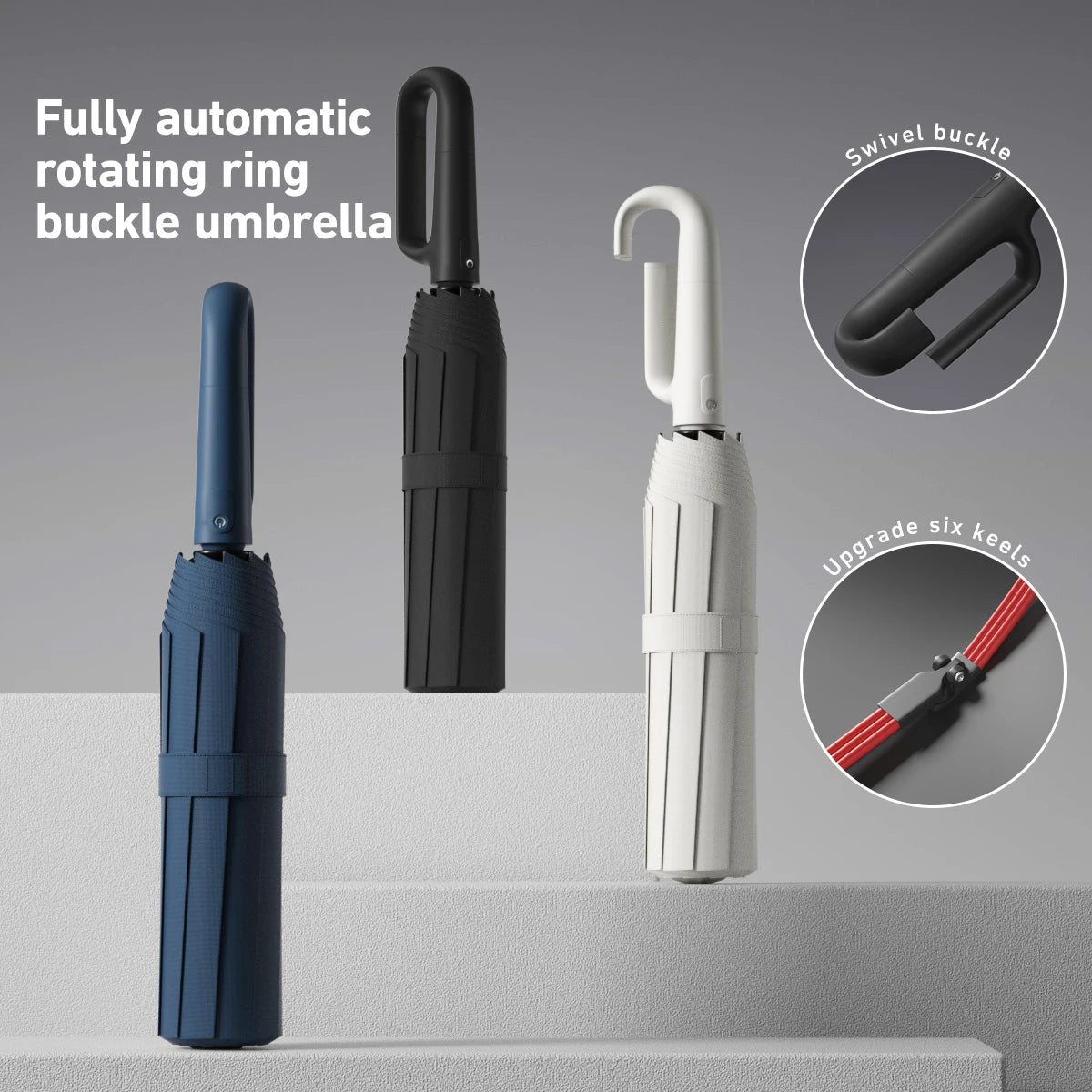 Compact Windproof Automatic Folding Umbrella – Double-Layer, One-Hand Open/Close