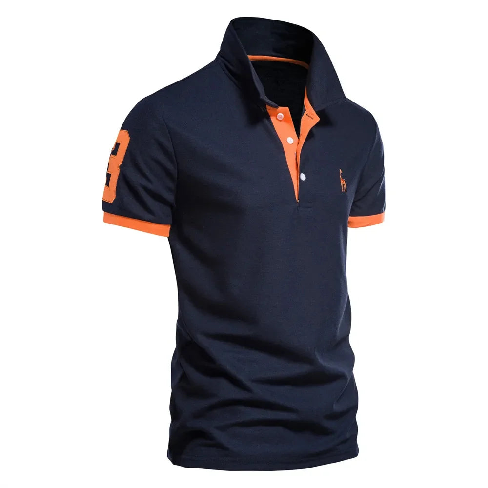 Men’s Embroidered Giraffe Polo Shirt — Summer Short Sleeve
