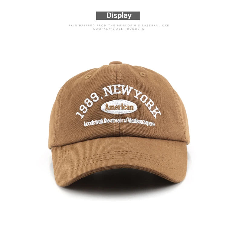 Men Cotton Baseball Cap – Adjustable Embroidered “New York 1989”