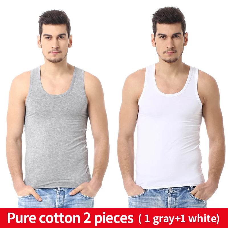 Men’s Solid Color Cotton Vest – Slim Fit Four Seasons Sports & Casual Tank