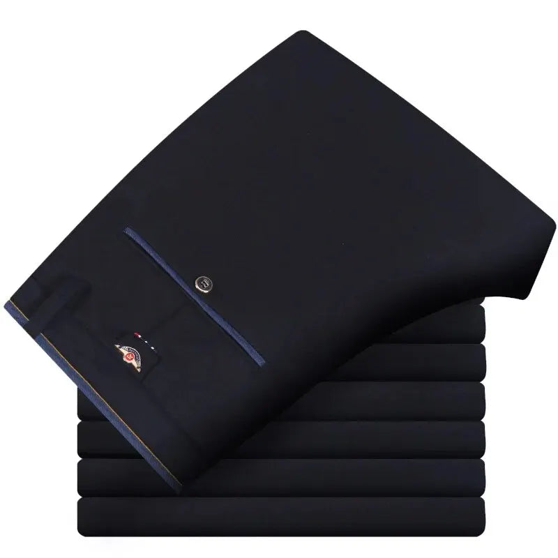 Men’s Elastic Straight Suit Pants — Business Casual Trousers