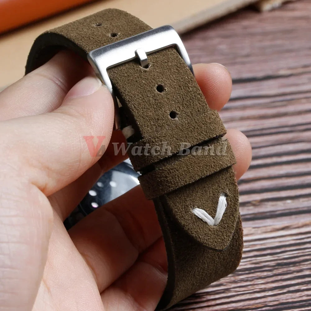 Unisex Quick-Release Suede Watch Strap – Brown Calfskin (14/16/18/20/22 mm)