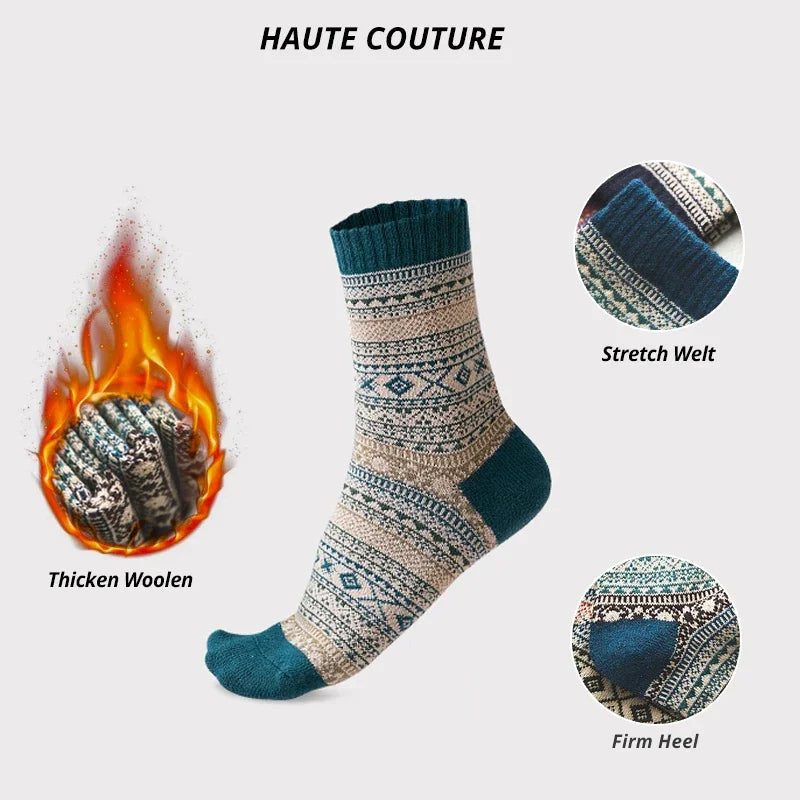 Men’s Thick Wool-Blend Winter Socks – Vintage Boot Socks (Double-Layer)