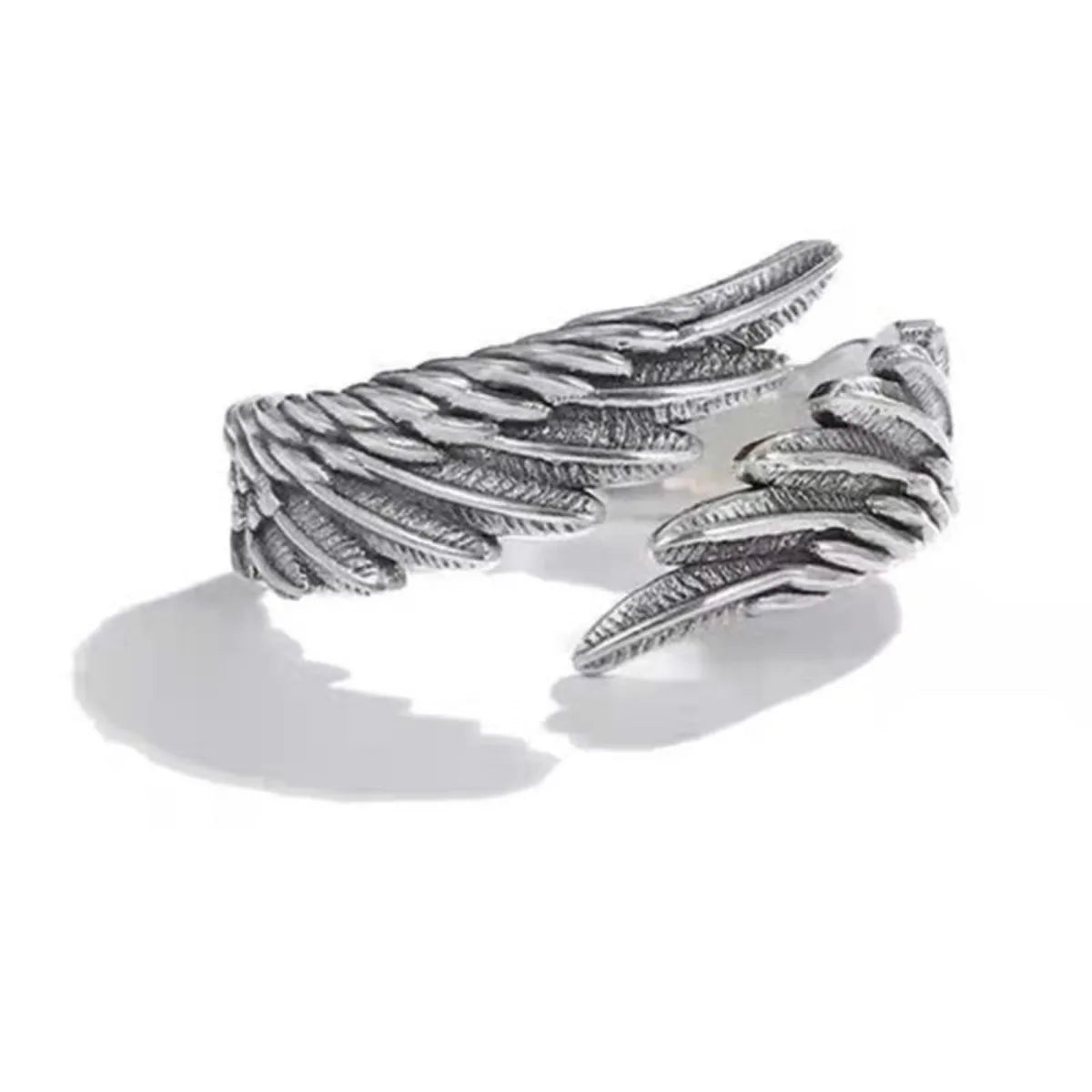 Vintage Angel Wing & Demon Eye Adjustable Ring – Unisex Retro Silver Alloy