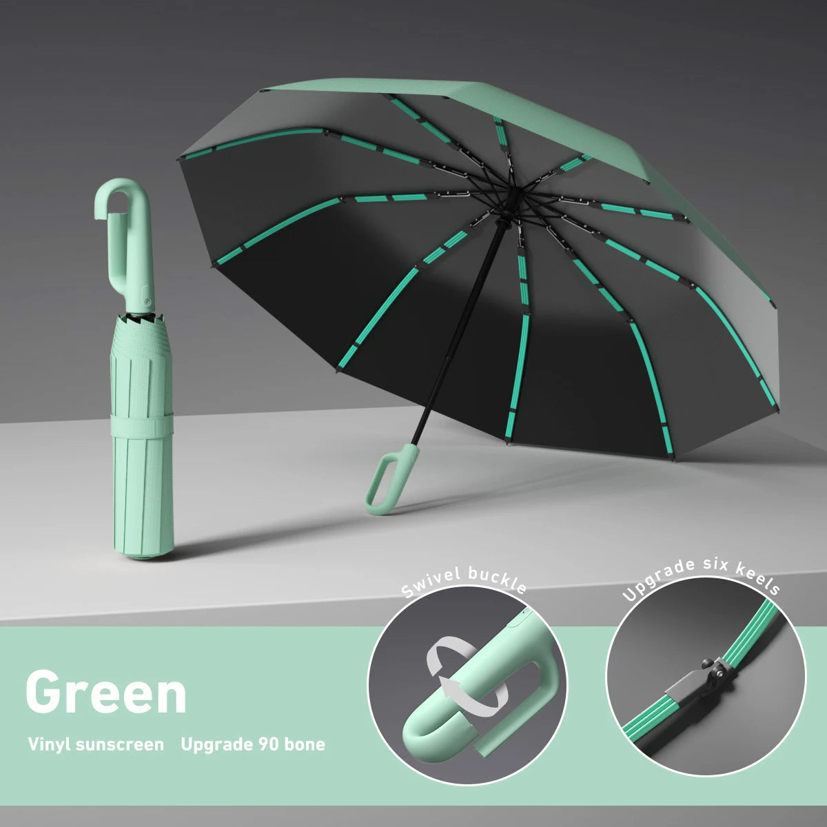 Compact Windproof Automatic Folding Umbrella – Double-Layer, One-Hand Open/Close
