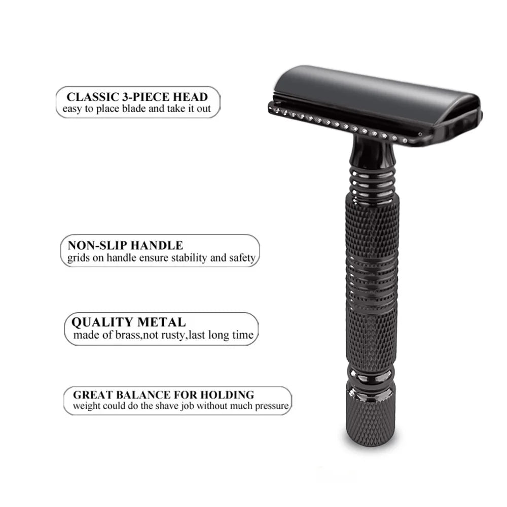 Classic Double-Edge Safety Razor — Anti-Slip Handle