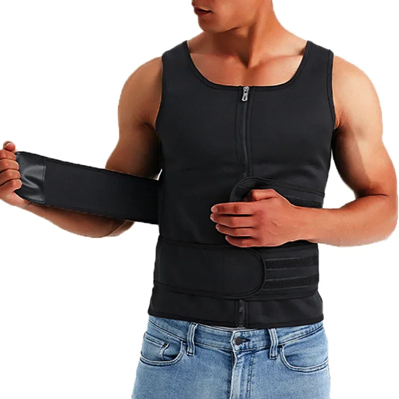 Men’s Sauna Vest Waist Trainer – Double-Belt Compression Shapewear