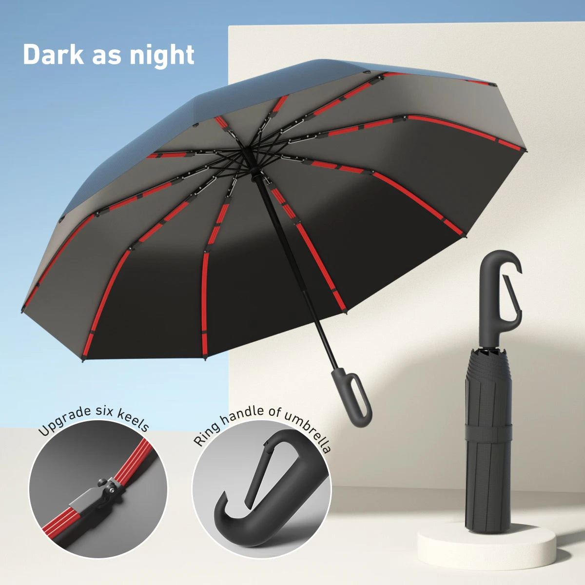 Compact Windproof Automatic Folding Umbrella – Double-Layer, One-Hand Open/Close