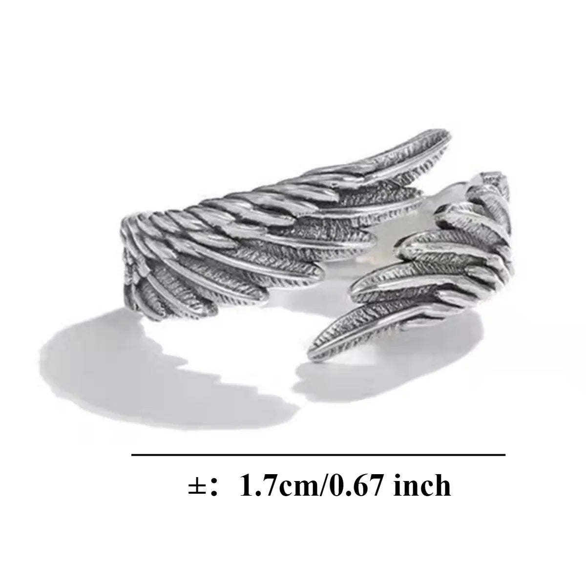 Vintage Angel Wing & Demon Eye Adjustable Ring – Unisex Retro Silver Alloy