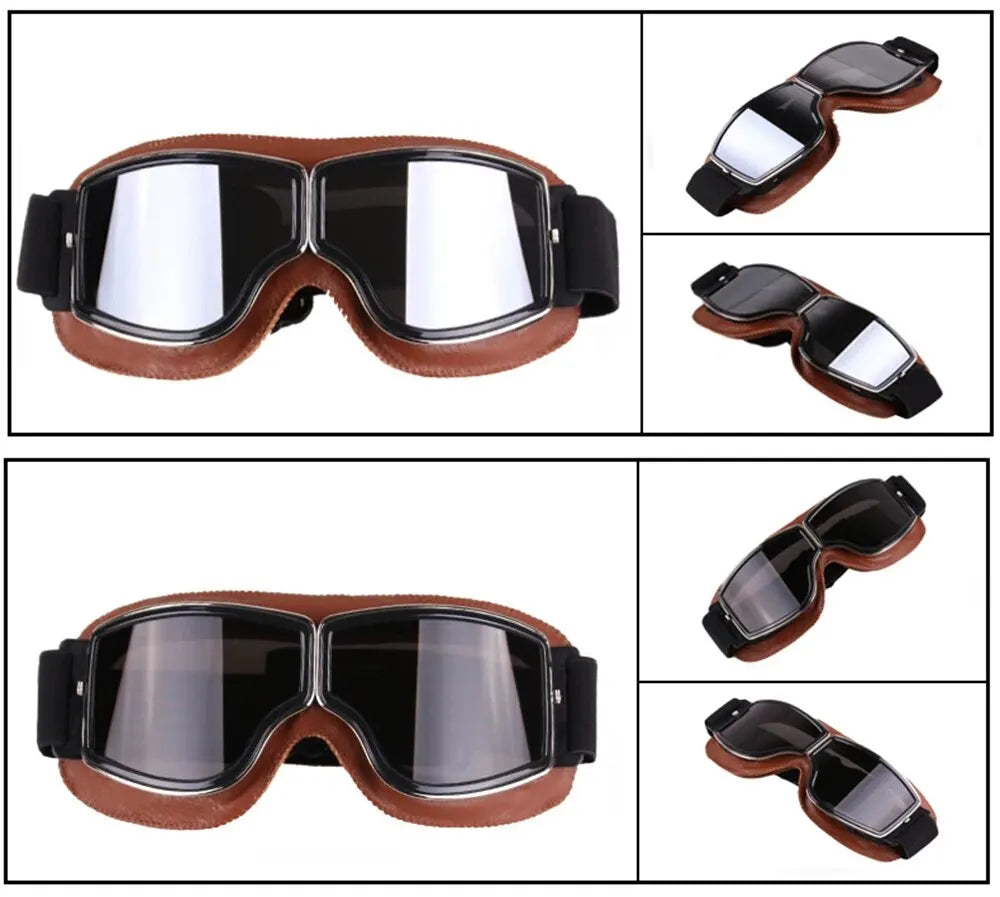 Retro Folding Motorcycle Goggles — Windproof Helmet Glasses