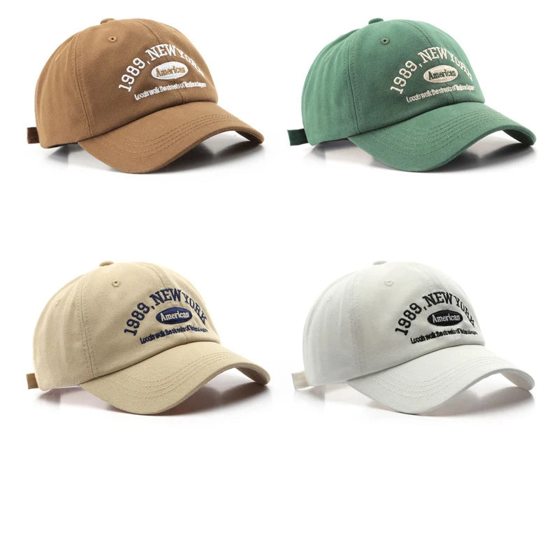 Men Cotton Baseball Cap – Adjustable Embroidered “New York 1989”