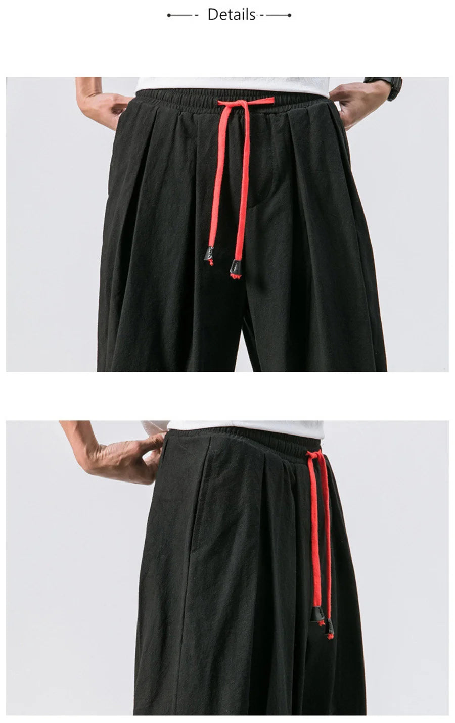 Men’s Oversized Linen-Blend Harem Pants – Loose Fit Casual Trousers