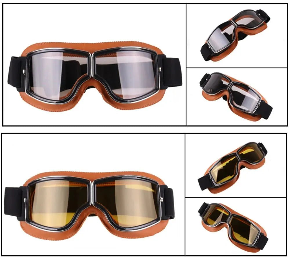 Retro Folding Motorcycle Goggles — Windproof Helmet Glasses