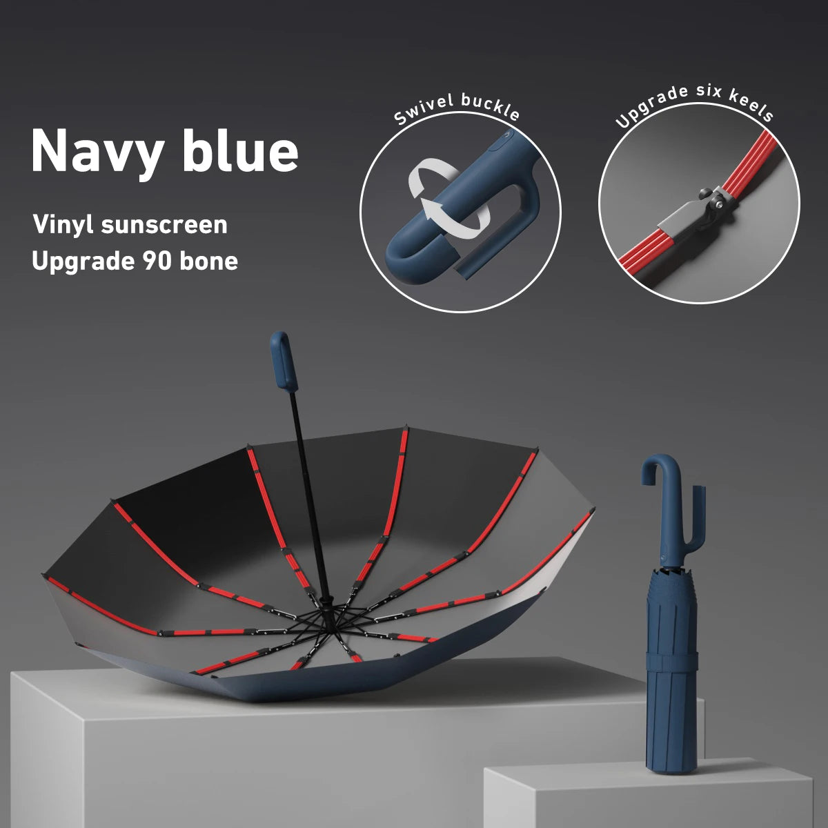 Compact Windproof Automatic Folding Umbrella – Double-Layer, One-Hand Open/Close