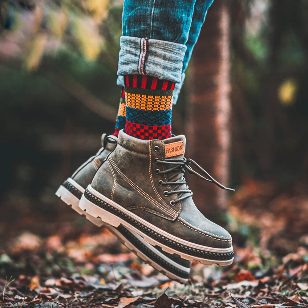 Men’s Thick Wool-Blend Winter Socks – Vintage Boot Socks (Double-Layer)