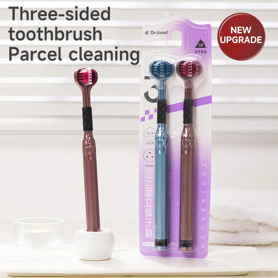 3D Three-Sided Manual Toothbrush — 6 pcs Set