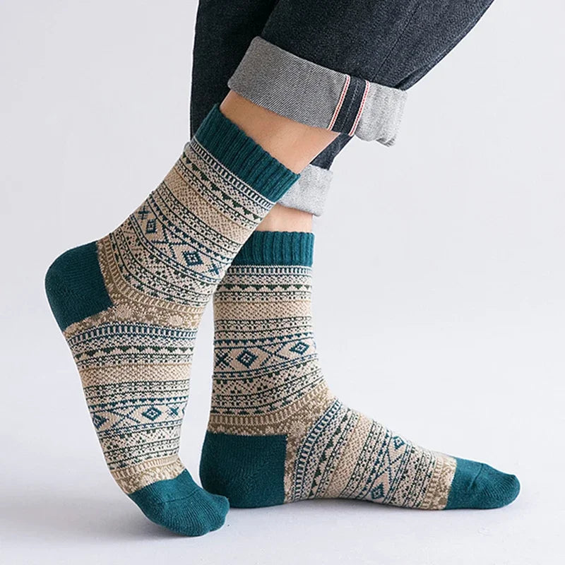 Men’s Thick Wool-Blend Winter Socks – Vintage Boot Socks (Double-Layer)