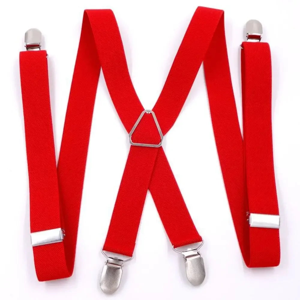 2.5 cm Wide Elastic Suspenders with 4 Clips – Adjustable Braces (Adults & Kids)