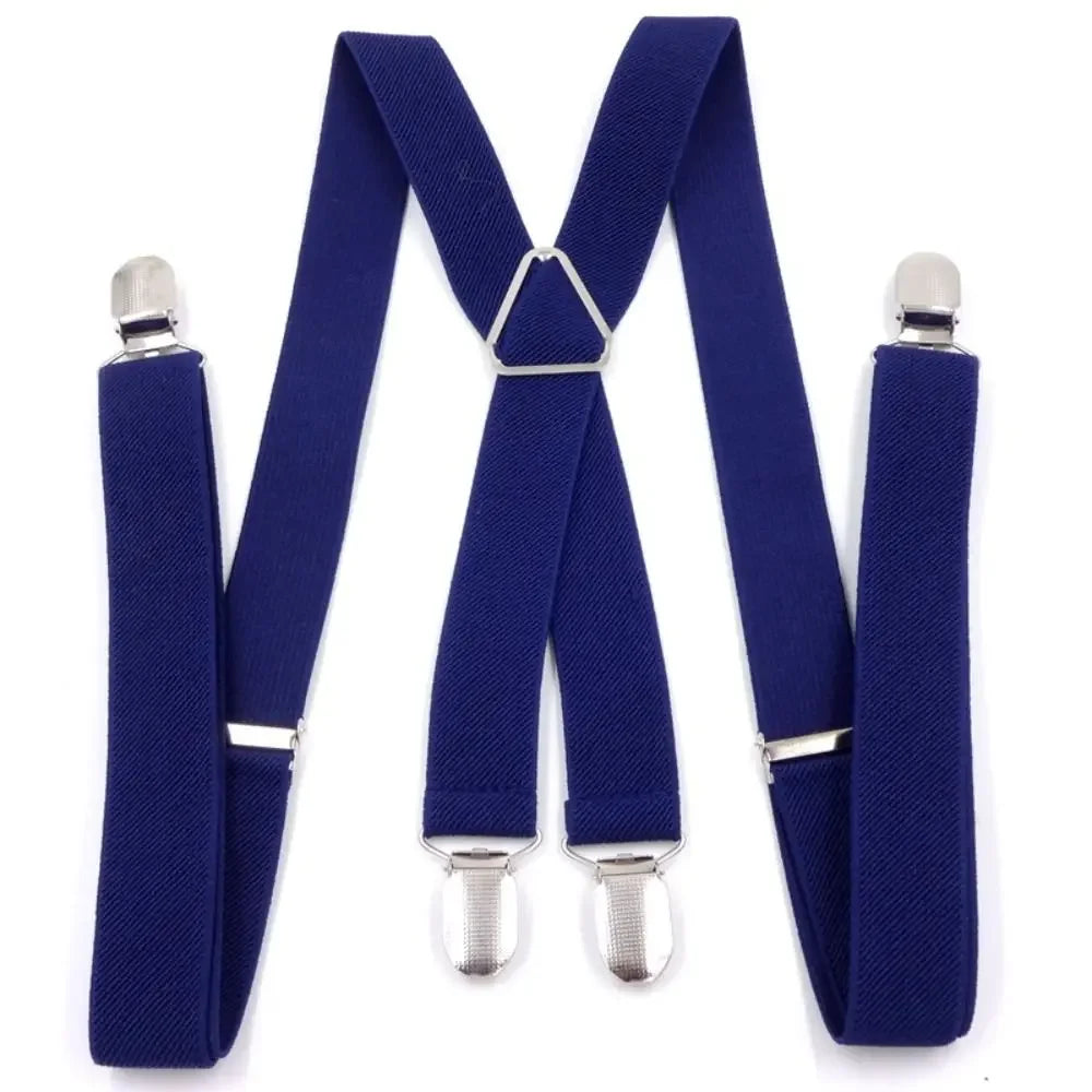 2.5 cm Wide Elastic Suspenders with 4 Clips – Adjustable Braces (Adults & Kids)