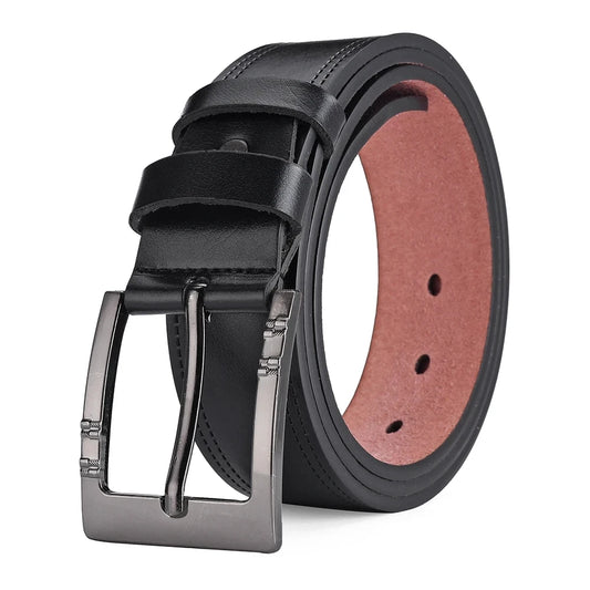 Men’s Genuine Leather Belt — Classic Buckle, Casual & Business