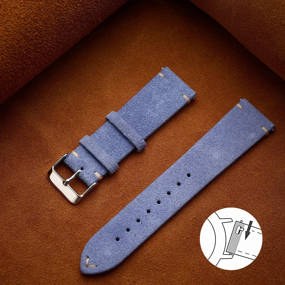 Unisex Quick-Release Suede Watch Strap – Brown Calfskin (14/16/18/20/22 mm)