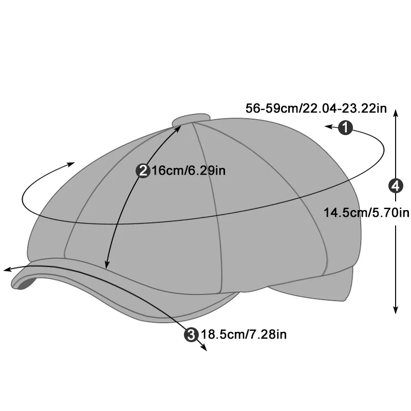 Vintage Herringbone Newsboy Cap – 8-Panel Gatsby Flat Hat (Unisex)