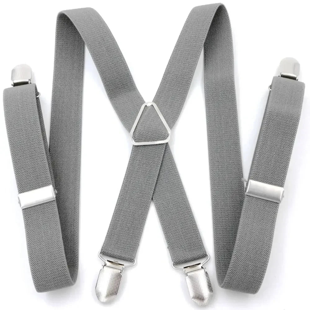 2.5 cm Wide Elastic Suspenders with 4 Clips – Adjustable Braces (Adults & Kids)
