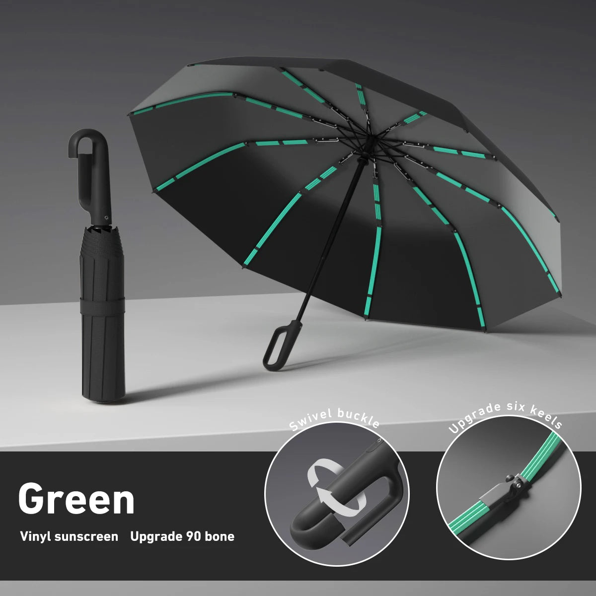 Compact Windproof Automatic Folding Umbrella – Double-Layer, One-Hand Open/Close