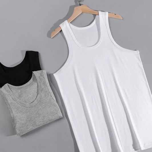 Men’s Solid Color Cotton Vest – Slim Fit Four Seasons Sports & Casual Tank