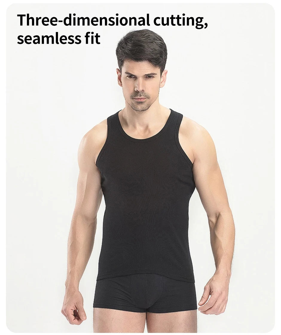 Men’s Solid Color Cotton Vest – Slim Fit Four Seasons Sports & Casual Tank