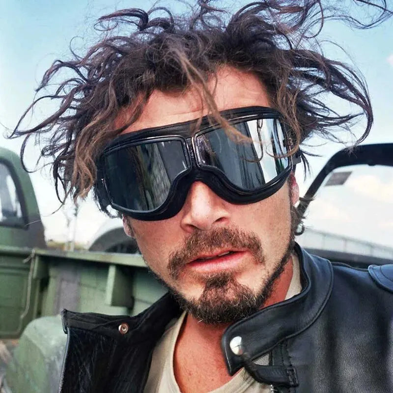 Retro Folding Motorcycle Goggles — Windproof Helmet Glasses