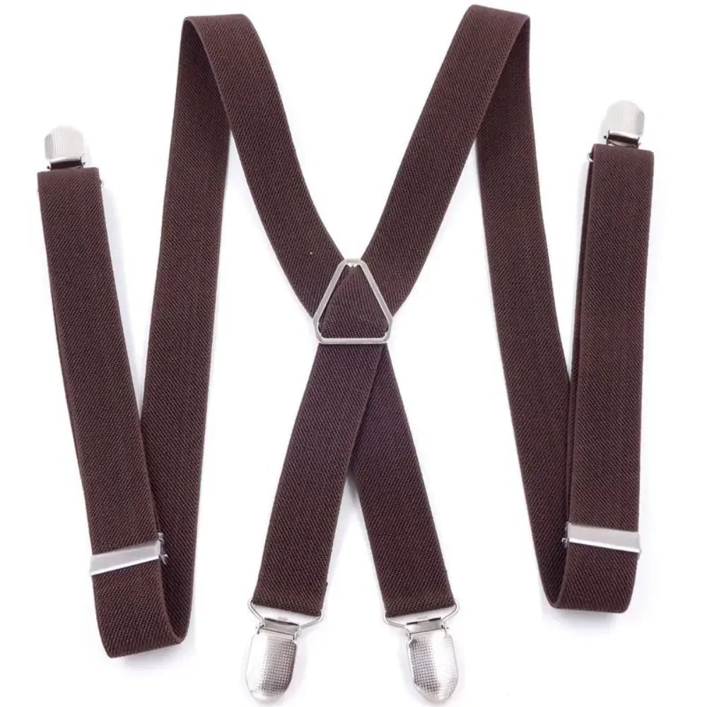 2.5 cm Wide Elastic Suspenders with 4 Clips – Adjustable Braces (Adults & Kids)