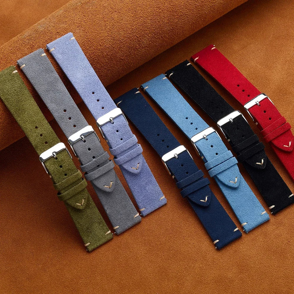 Unisex Quick-Release Suede Watch Strap – Brown Calfskin (14/16/18/20/22 mm)