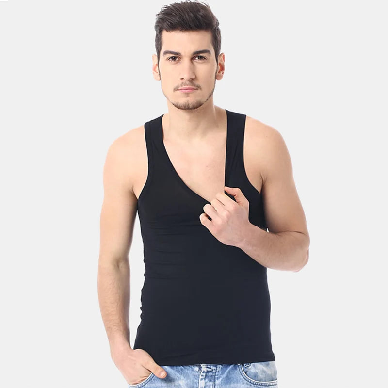 Men’s Solid Color Cotton Vest – Slim Fit Four Seasons Sports & Casual Tank