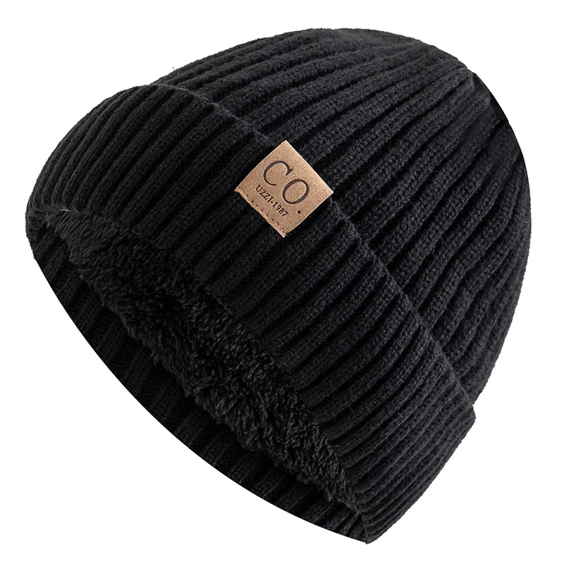 Men Two-Tone Winter Beanie – Fur-Lined Knit Cap for Cold Weather