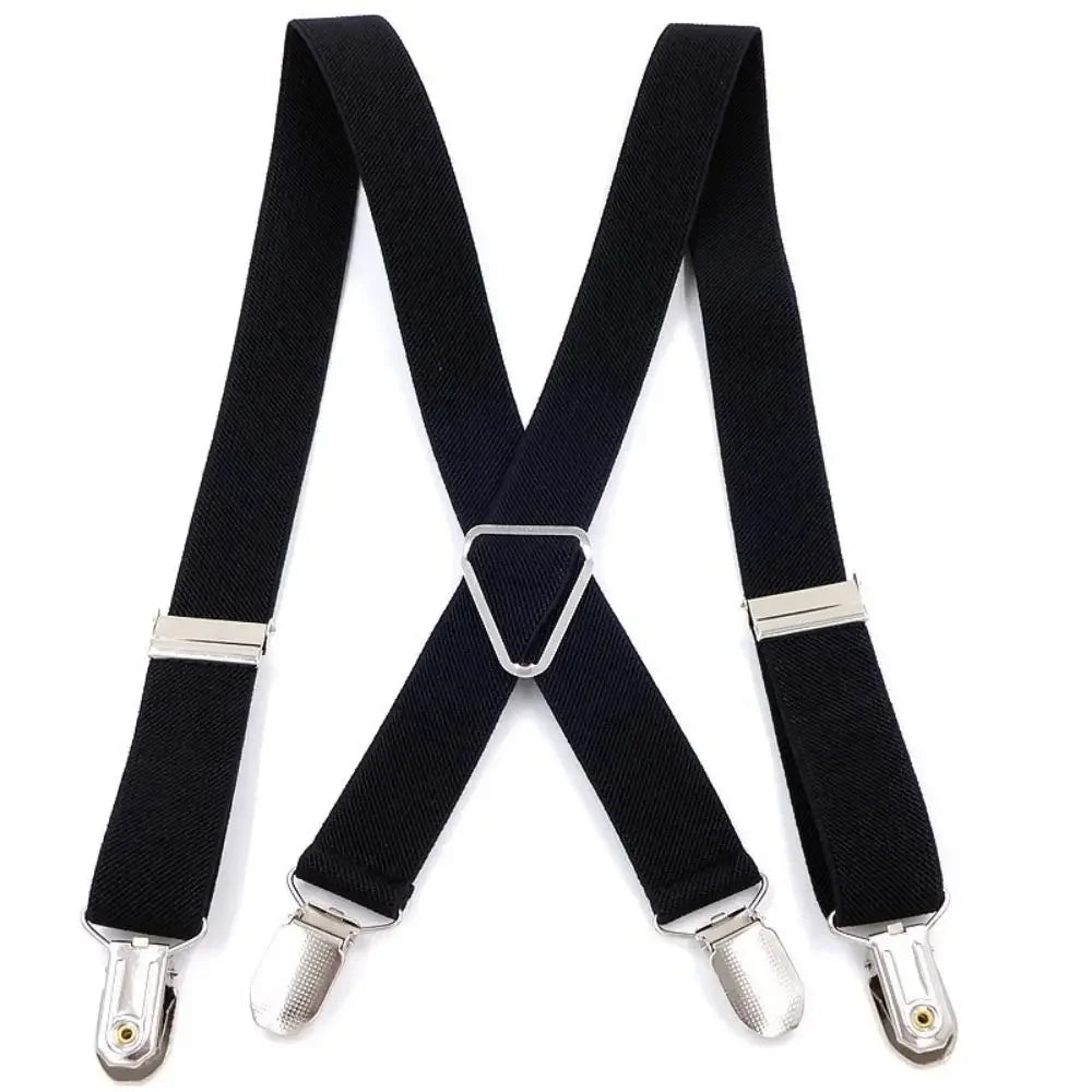 2.5 cm Wide Elastic Suspenders with 4 Clips – Adjustable Braces (Adults & Kids)