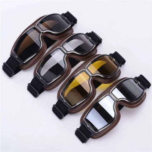 Retro Folding Motorcycle Goggles — Windproof Helmet Glasses