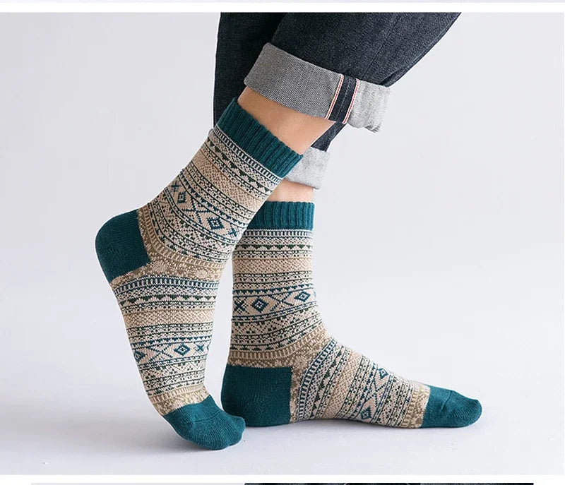 Men’s Thick Wool-Blend Winter Socks – Vintage Boot Socks (Double-Layer)
