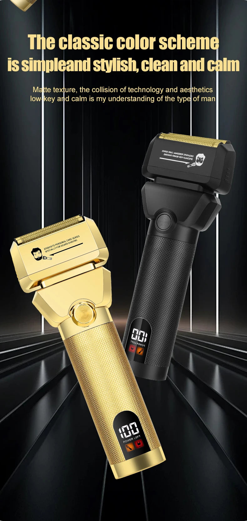 Metal Rechargeable Professional Barber Shop Hair Cutting Set – Clippers, Trimmer & Foil Shaver (Gold/Black, 3 pcs)