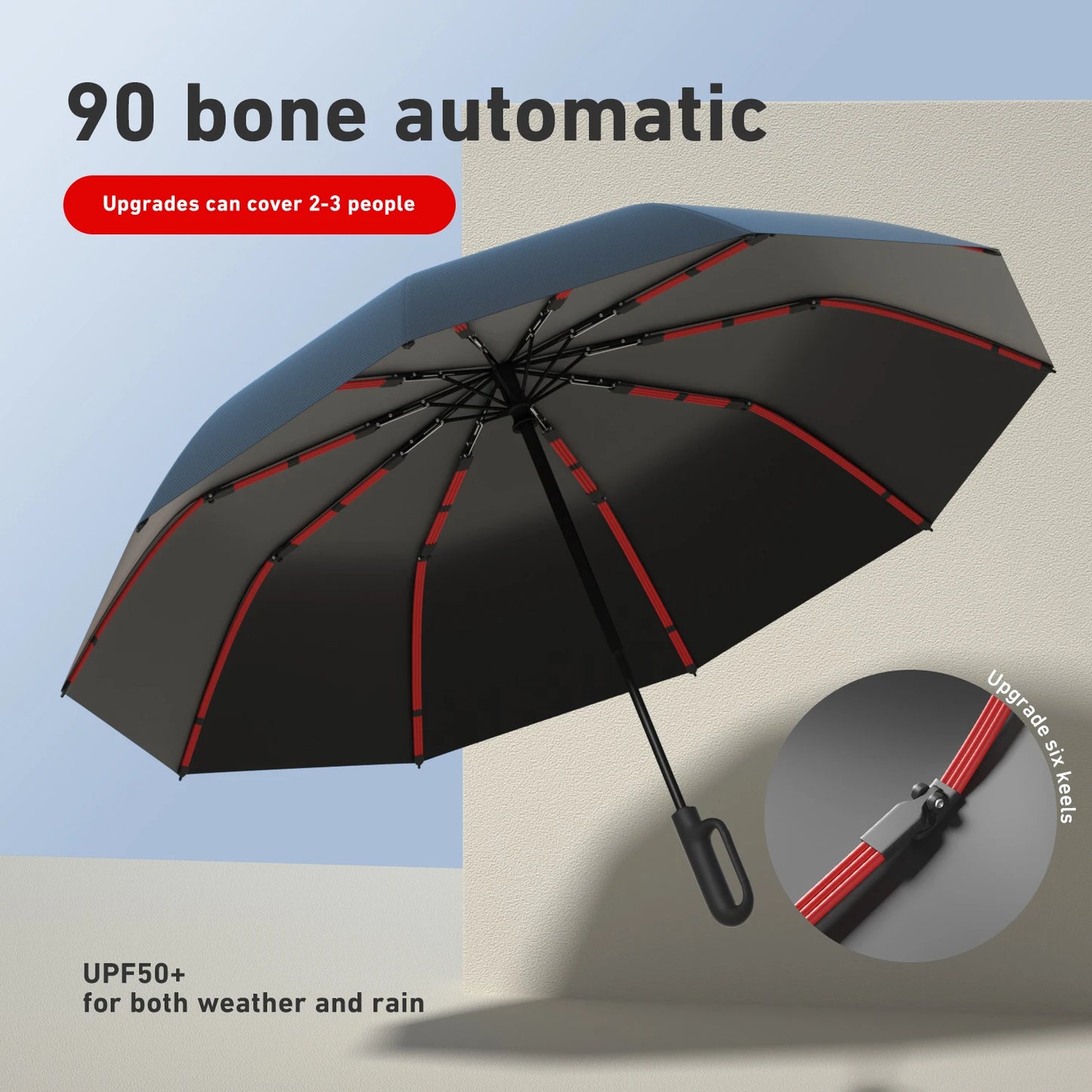 Compact Windproof Automatic Folding Umbrella – Double-Layer, One-Hand Open/Close