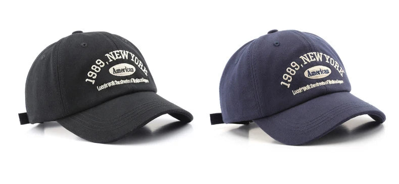 Men Cotton Baseball Cap – Adjustable Embroidered “New York 1989”