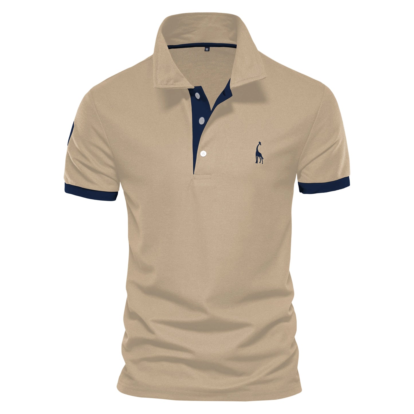 Men’s Embroidered Giraffe Polo Shirt — Summer Short Sleeve