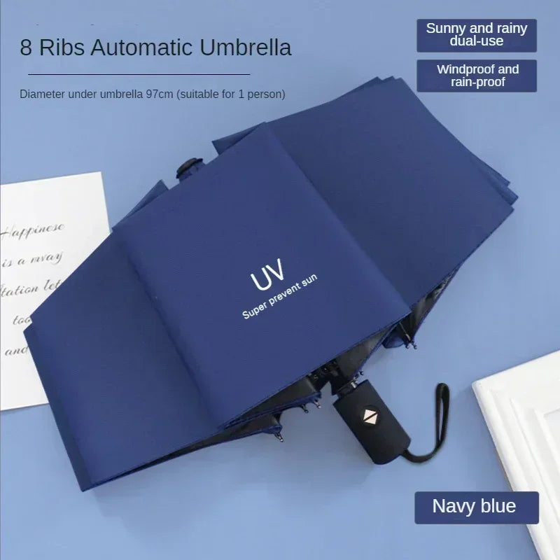 Mini Folding Automatic Umbrella – Windproof UV Protection, Portable for Men & Women