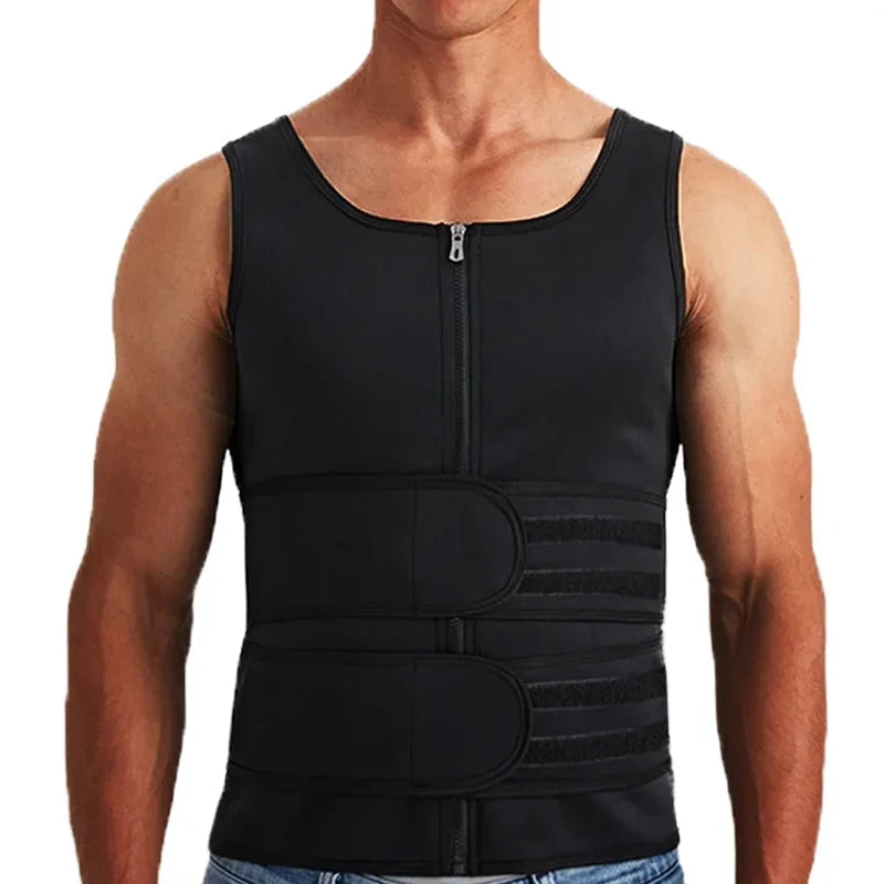 Men’s Sauna Vest Waist Trainer – Double-Belt Compression Shapewear